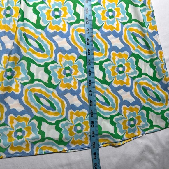 NWT ZARA Geometric Print Halter Maxi Dress Open Back Retro Green Yellow Small - Picture 11 of 16